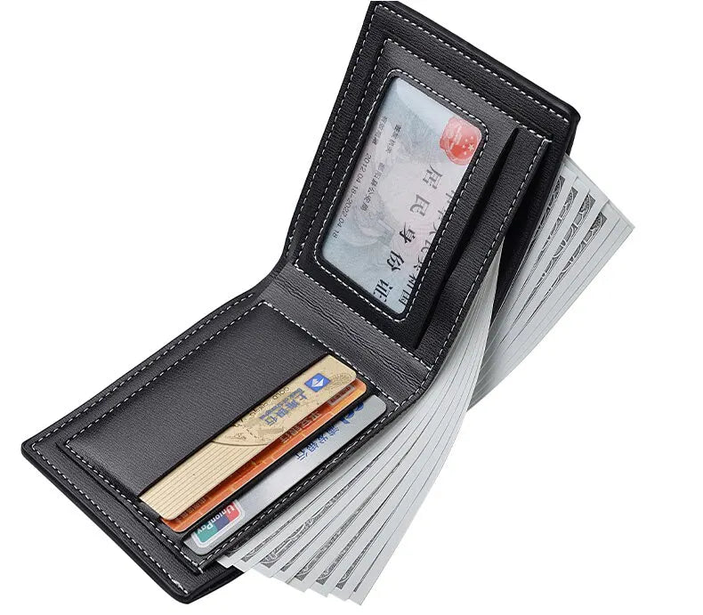 Slim PU Leather Folding Wallet with Card Holder