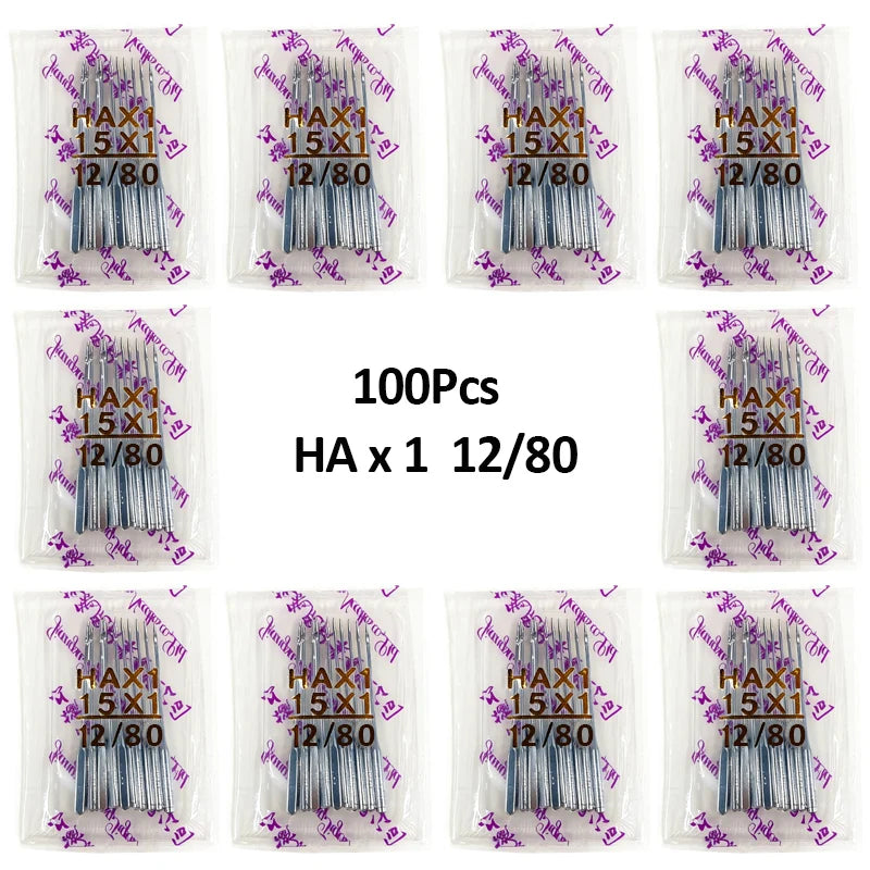 A pack of universal sewing machine needles in 15x1 sizes, sold in 12/80 counts.