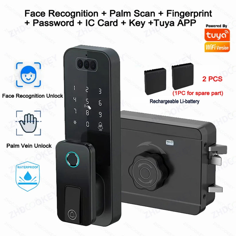 Smart Palm & Face Recognition Door Lock with WiFi App Control