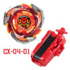 Beyblade Burst CX-04-01 metal fighting top with launcher in red and silver.