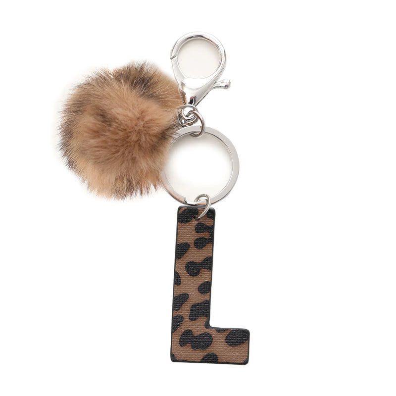 Leopard Print Letter Keychain