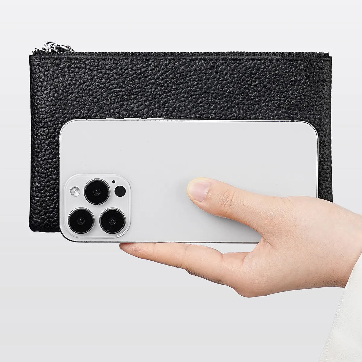 Genuine Leather Wristlet Clutch Wallet with Phone Pocket