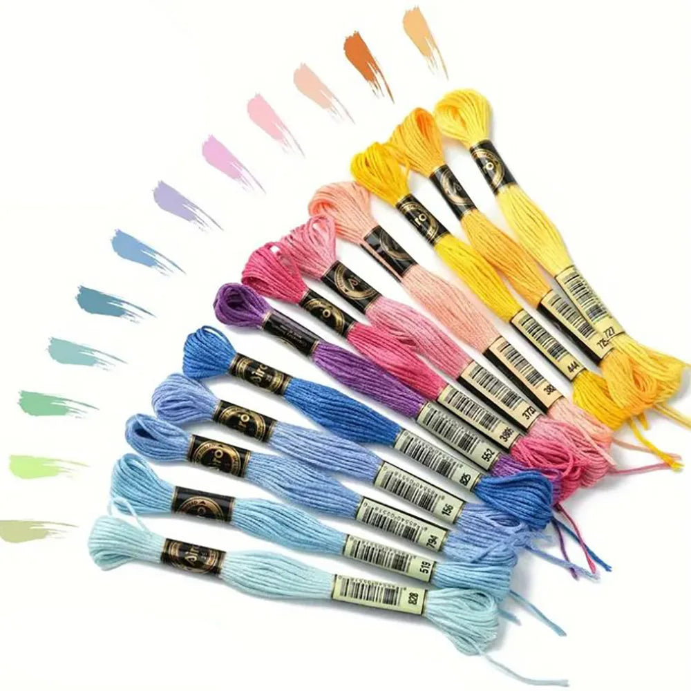 Rainbow Gradient Embroidery Thread Set - 12 Spools