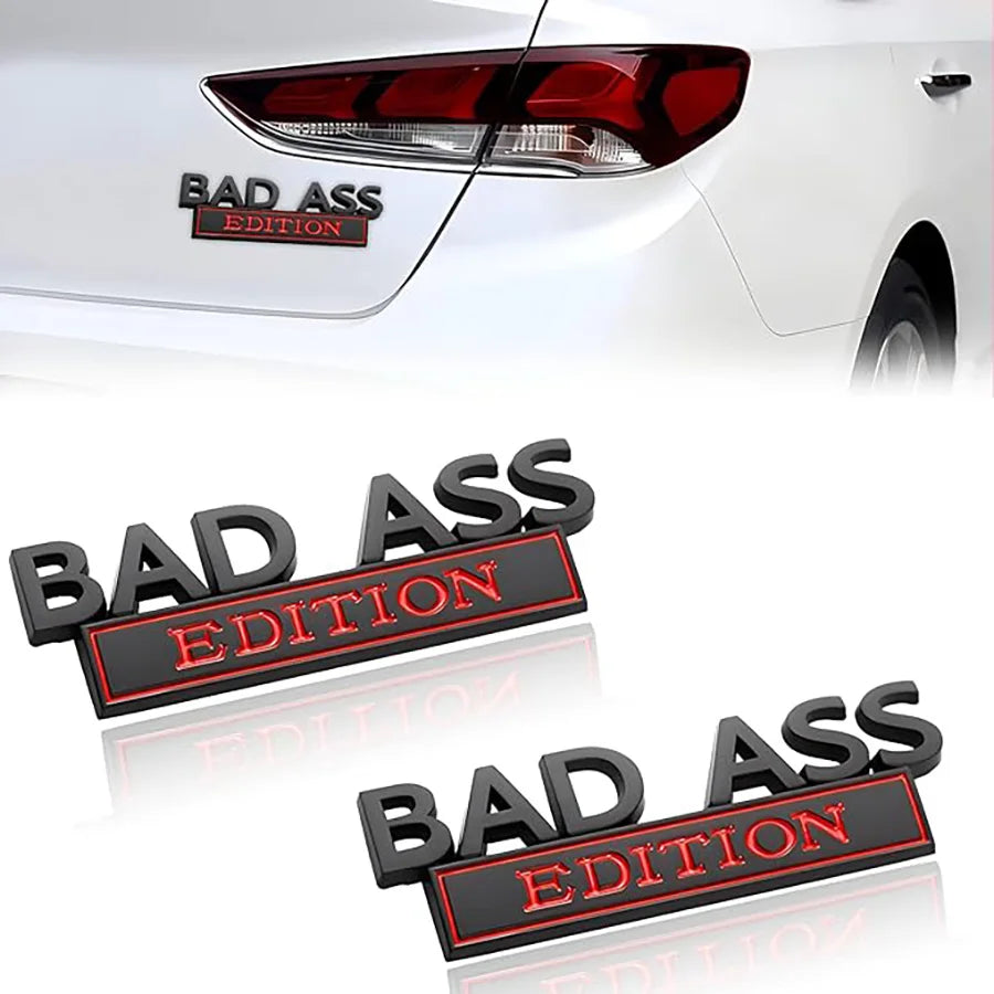 Schwarze und rote Bad Ass Edition Kotflügelaufkleber-Badge-Set für Fahrzeuge