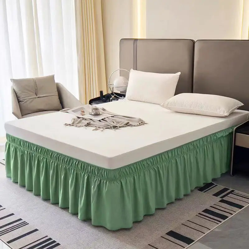 Ruffled Bed Skirt with Elastic Band – No-Lift, Wrinkle-Resistant Design