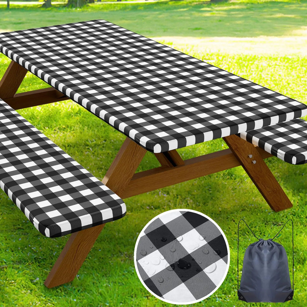 Housse de Table à Pique-nique à Carreaux Imperméable