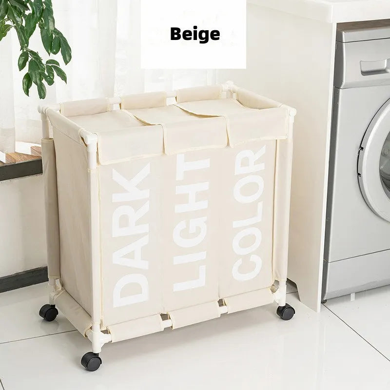 3-Compartment Rolling Laundry Hamper with Wheels