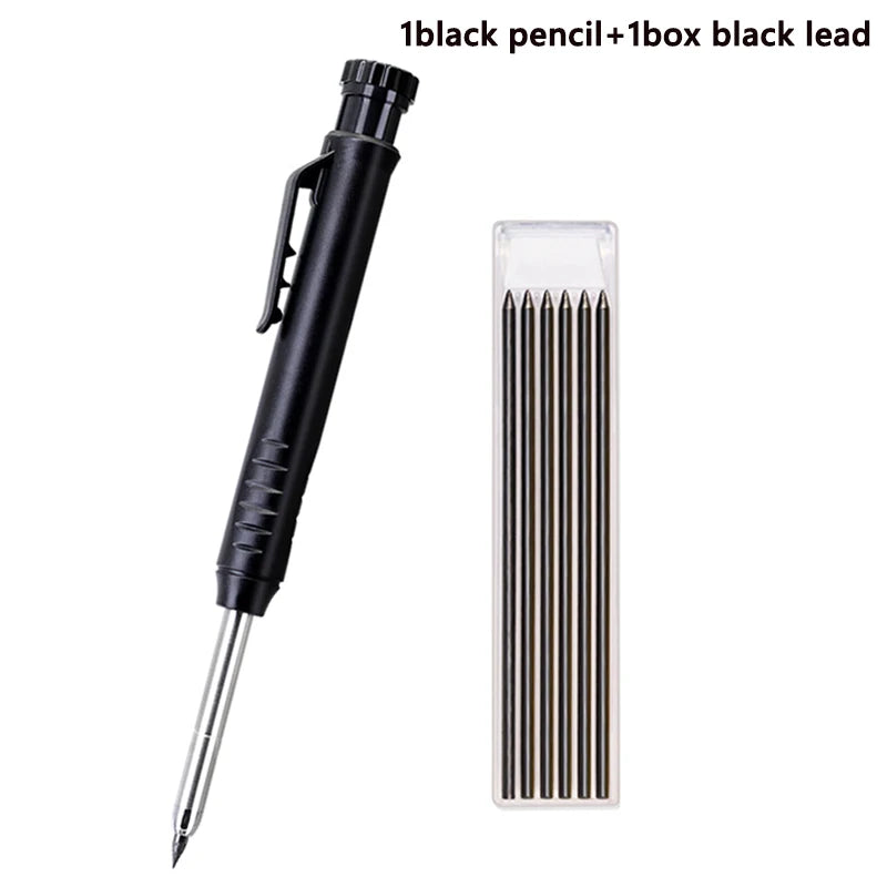 Heavy-Duty Carpenter Pencil Set with Extended Tip and Built-In Sharpener