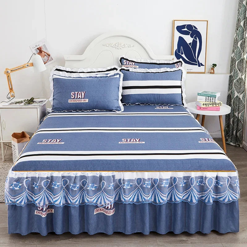 Lace-Trimmed Bed Skirt with Printed Design