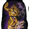 Black backpack featuring a graphic of a basketball player and text on the front.
