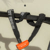 Orange bike key chain lock featuring a sturdy zinc alloy core and one-click locking mechanism.