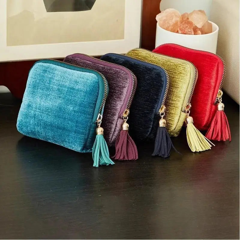 Velvet Jewelry Storage Pouch with Tassel — Travel Organizer for Rings, Bracelets & More
