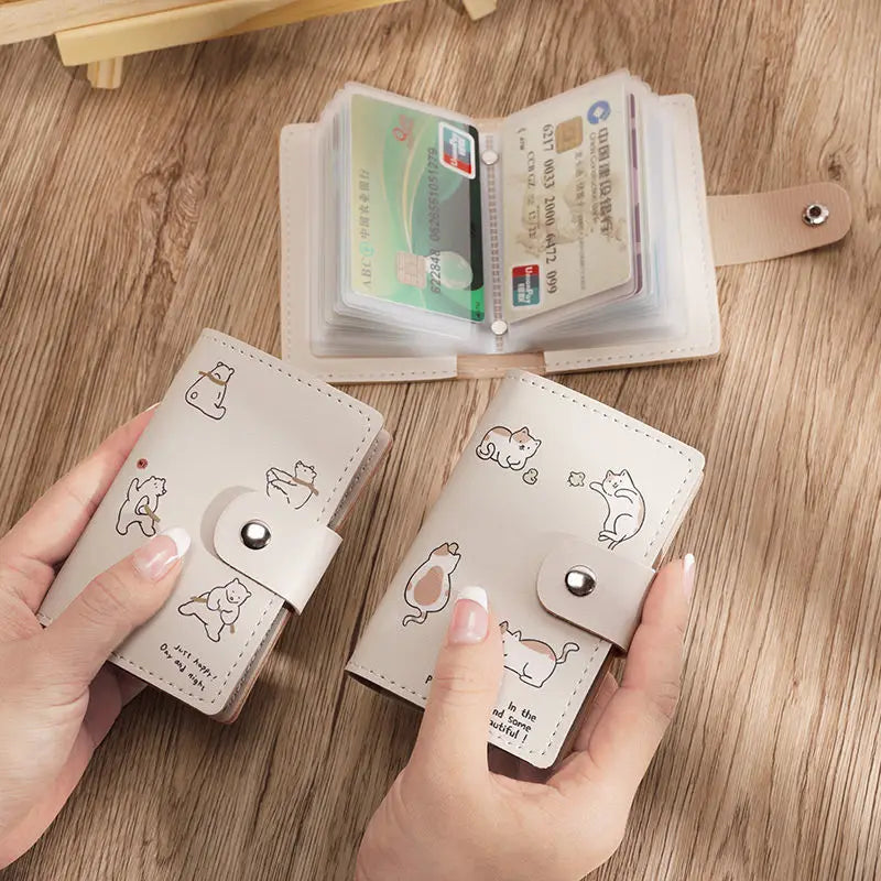 Cartoon Cat Card Holder Wallet with Anti-Theft RF Blocking