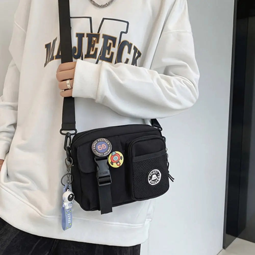 Urban Canvas Crossbody Bag with Zipper Pouch