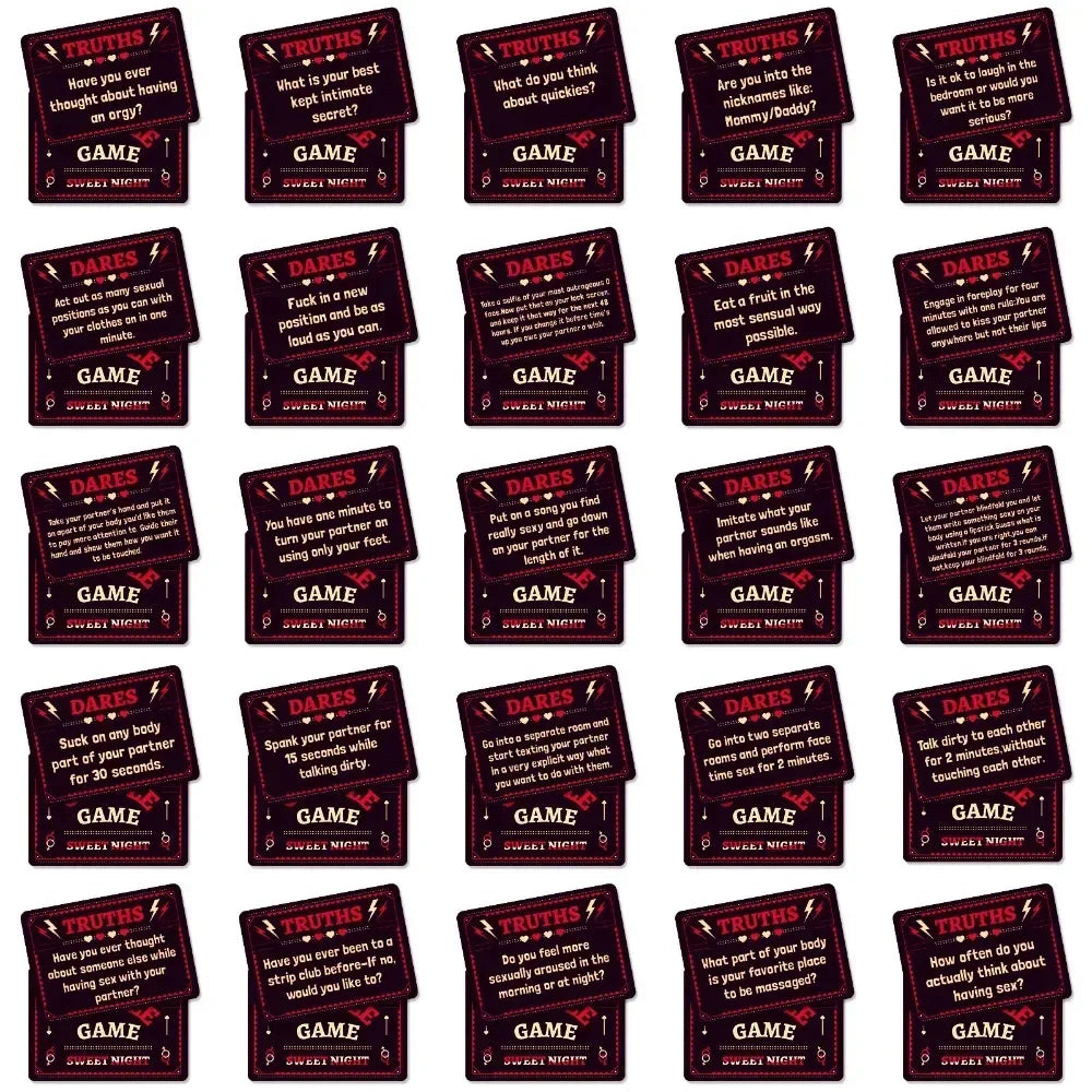 Couples Truth or Dare Card Game - 50 Interactive Conversation Cards for Date Night