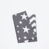 A gray and white patterned baby pillowcase featuring a patriotic star design.