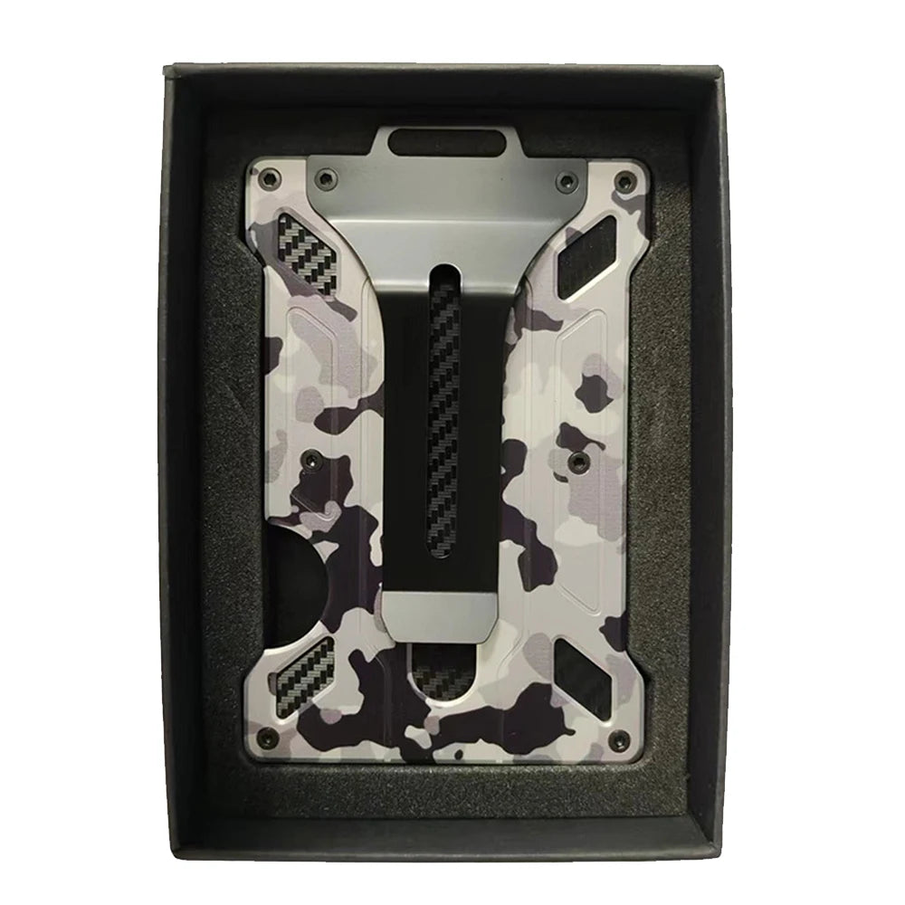 Slim Aluminum RFID Blocking Wallet with ID Window and Money Clip