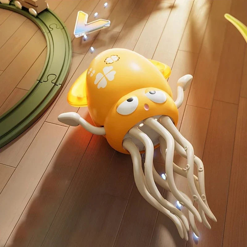 Interactive Dancing Octopus Toy with LED Lights and Obstacle Avoidance