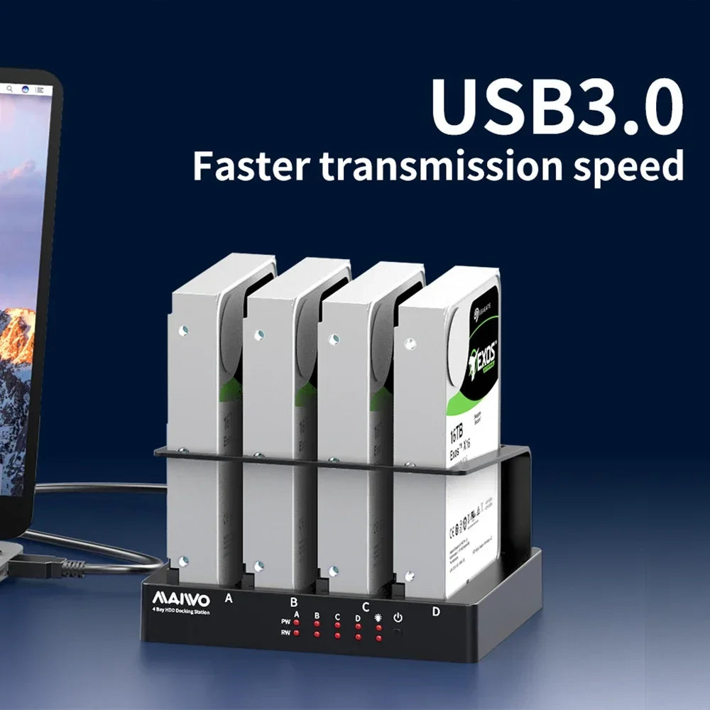 4-Bay USB 3.0 Hard Drive Docking Station for 2.5/3.5" SATA HDD & SSD