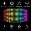 A flexible USB LED matrix display showing various features like Ultra Bright, individually controlled pixels, Dream Colorful,