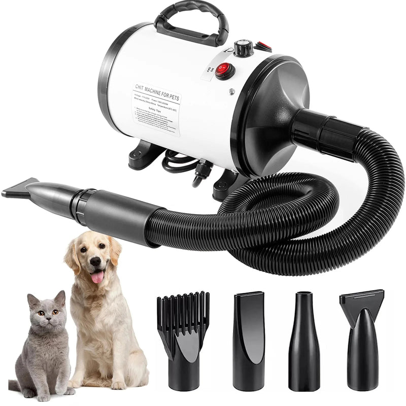 High-Power Pet Grooming Dryer with Adjustable Speed & Temperature