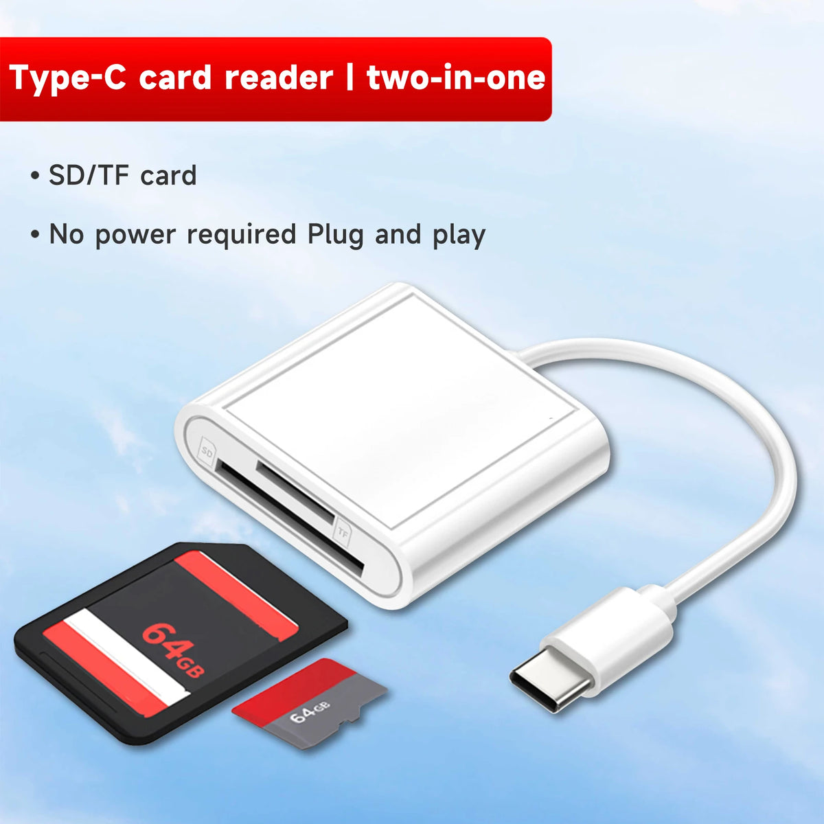 USB-C Card Reader with SD/TF Slot and Flash Drive