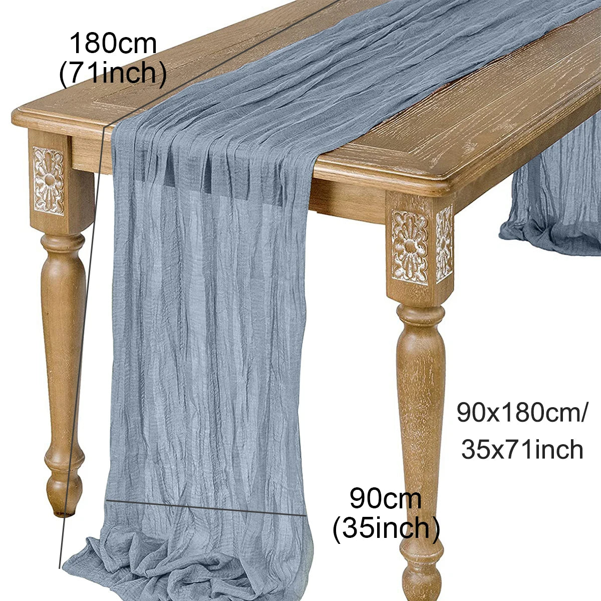 Semi-Sheer Gauze Table Runner in Sage
