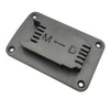 Black wall-mounted battery tool holder for Dewalt and Milwaukee tools