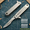 Compact Stainless Steel Folding Knife with Keychain