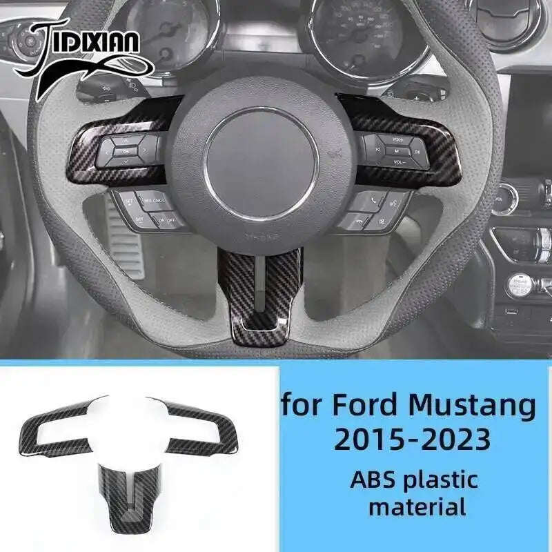 Carbon fiber grain decorative trim kit for Ford Mustang 2015-2023 ABS plastic material
