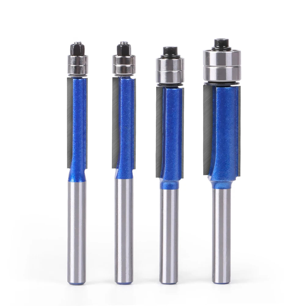 Flush Trim Router Bits with Dual Bearings – Set of 4 Sizes