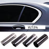 Rolls of clear window tint film used for automotive applications with a percentage indicator.