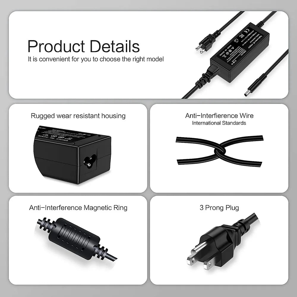 65W Dell Laptop Charger with Interchangeable Tips
