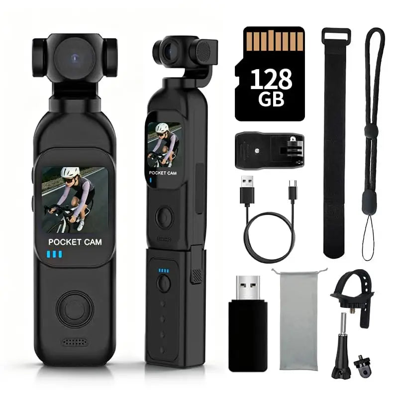 4K Pocket Action Camera with Rotating Lens