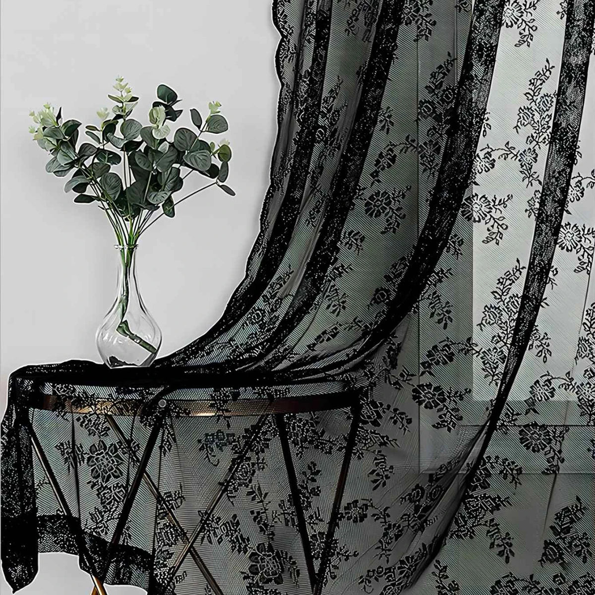 Romantic Lace Sheer Curtain with Floral Design