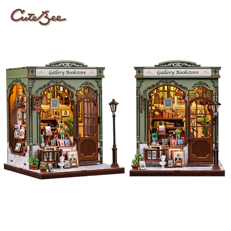 Book Nook DIY Wooden Miniature Kit with LED Lighting