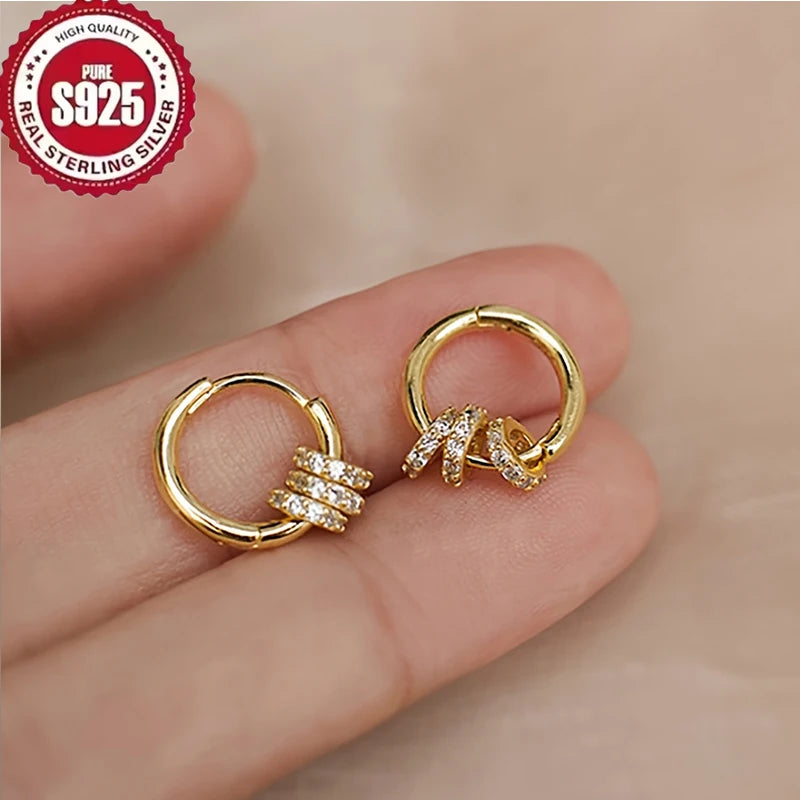 Dainty Gold-Plated Huggie Hoop Earrings with CZ Accents