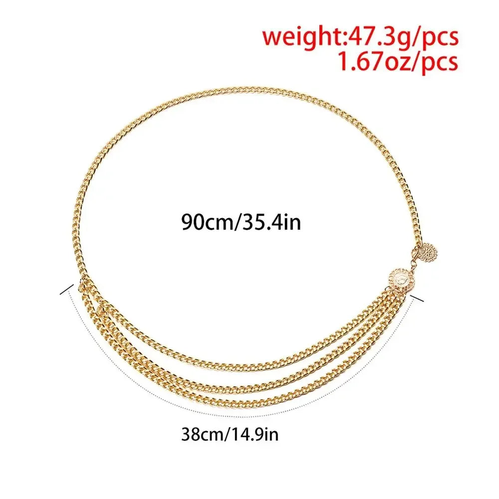Cinturón de Cadena Corporal Étnico Ajustable para Mujer
