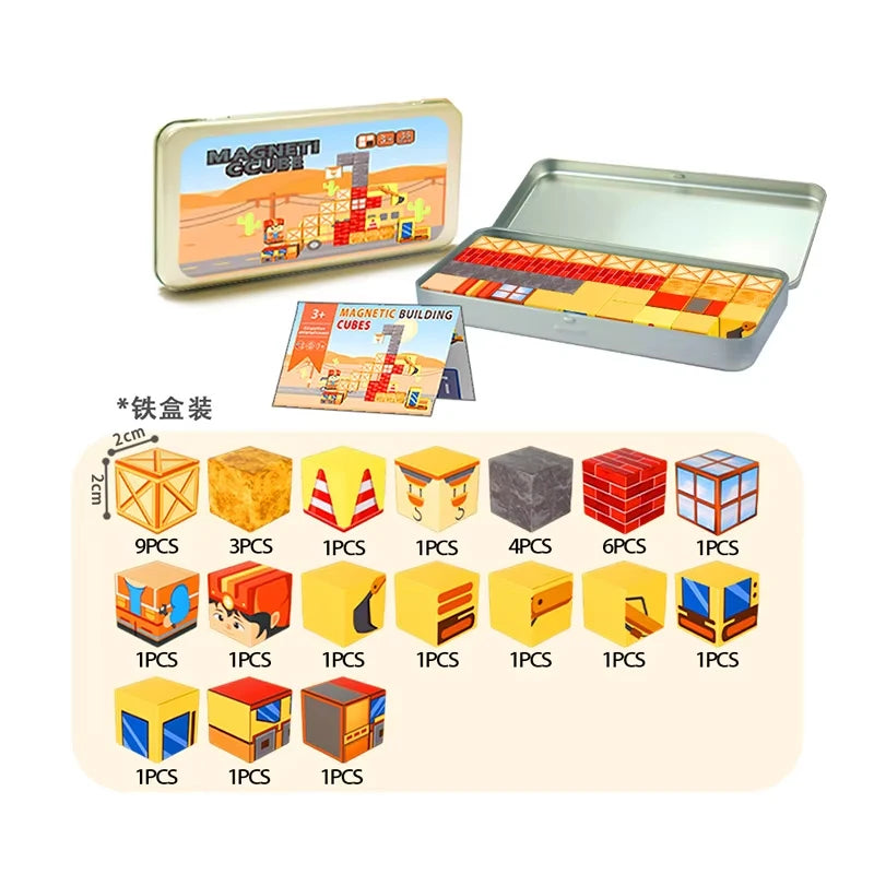 Mini Magnetic Building Blocks with Portable Storage Box