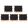 Six small, irregular-shaped wooden chalkboard signs with light wood trim and black surfaces.
