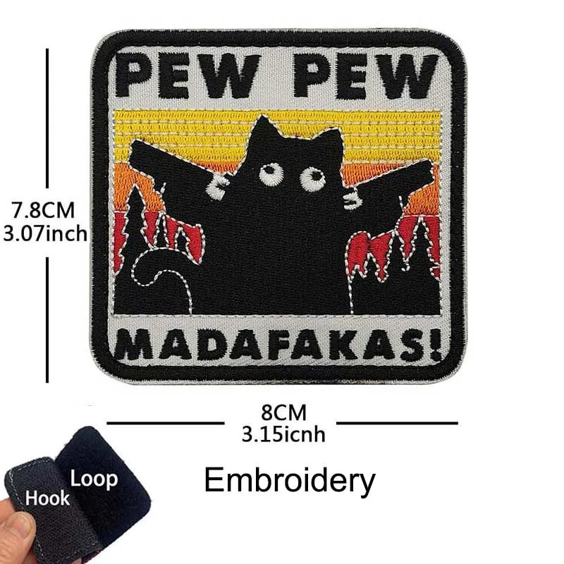 Funny Cat Face PVC Morale Patch with Hook-and-Loop Backing