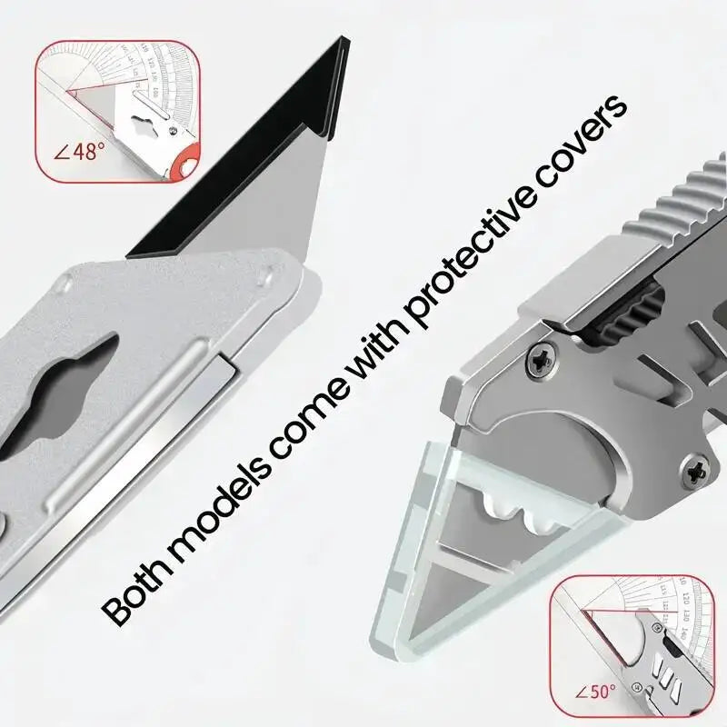 Folding Utility Knife with Replaceable Blade and Safety Lock