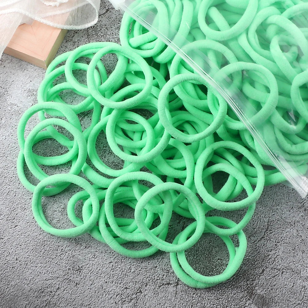 50-Pack Solid Color Elastic Hair Ties for Women & Girls
