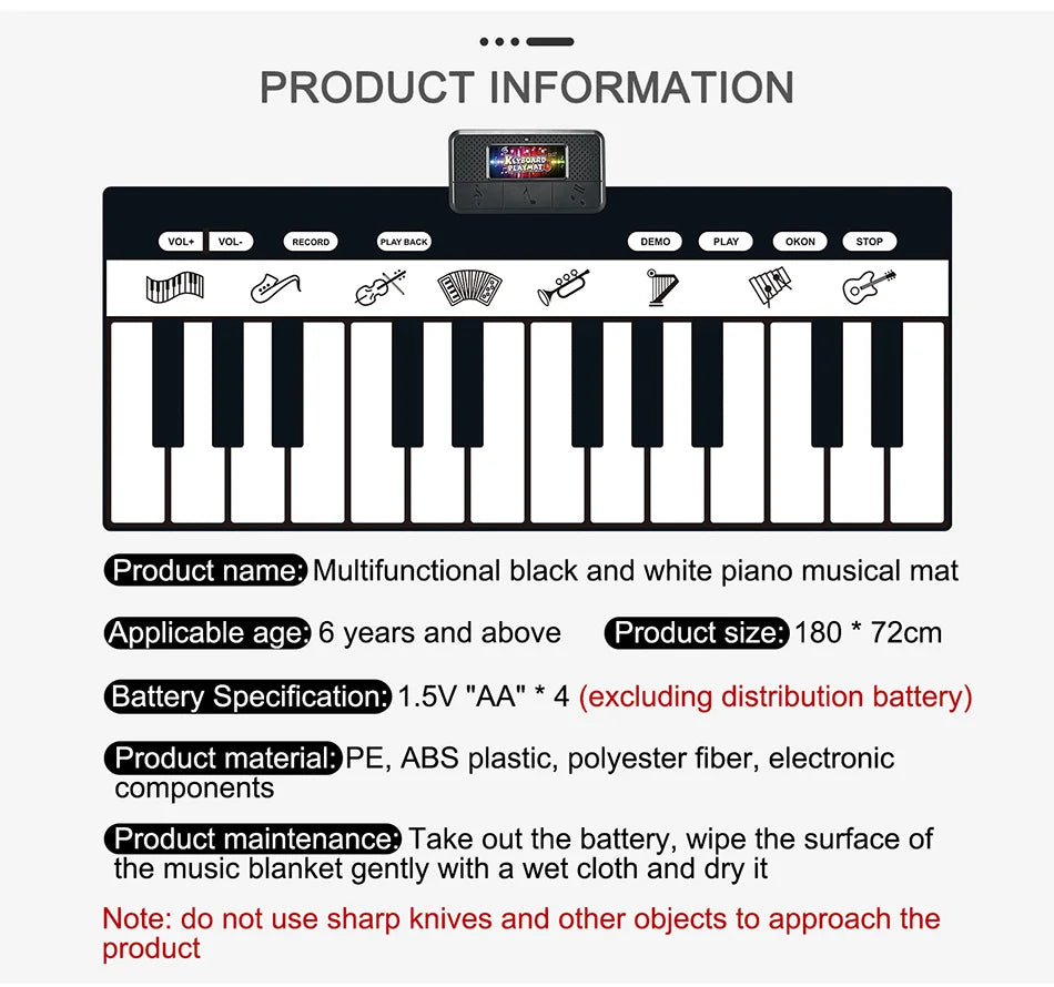 Interactive Musical Piano Play Mat for Kids