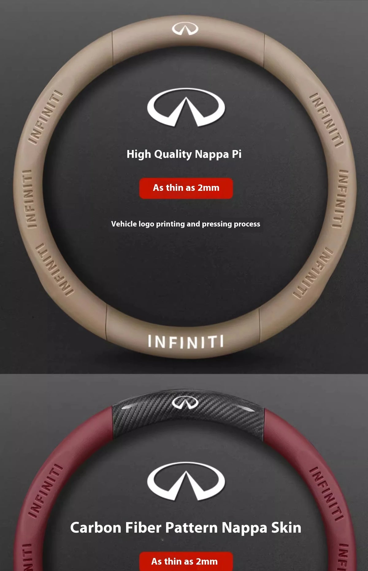 Carbon Fiber Leather Steering Wheel Cover for Infiniti Models
