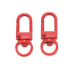 A pair of red alloy lobster clasp hooks for DIY jewelry making.