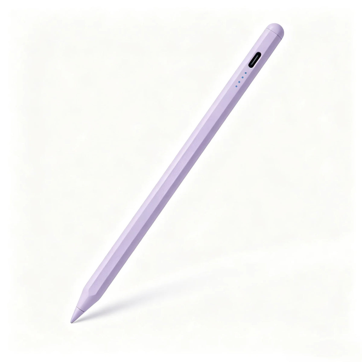 A light purple universal capacitive stylus pen is shown diagonally against a white background.