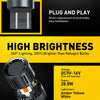 Gros plan d'une ampoule LED à haute luminosité, couleur jaune ambre et puissance de 28,8W.