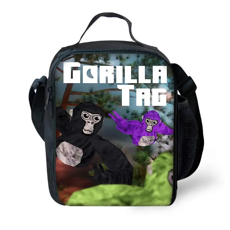 Cartoon Gorilla Kids School Backpack Set with Lunch Bag and Pencil Case