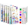 A set of portable watercolor painting books featuring various illustrations and designs for kids.